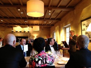 Owner Robert Wilmers addressing assembled diners at Château Haut Bailly in June 2013