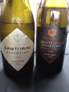 When "grand" is not the better choice: I much prefer the non oaked Assyrtiko, at left. 